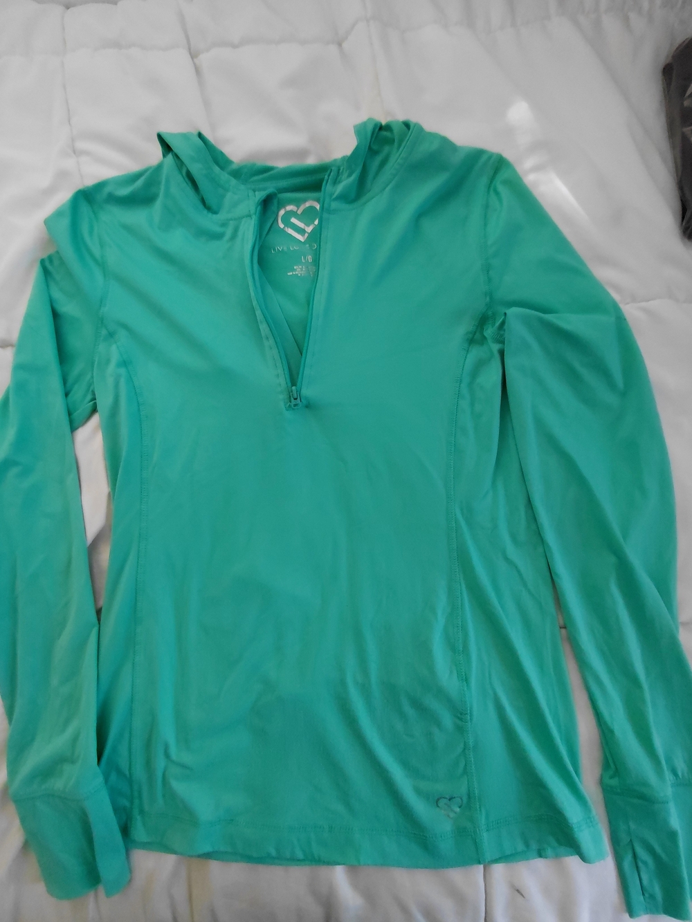 Women’s Long-Sleeve Hoodie Lightweight - Turquoise Sz Lg